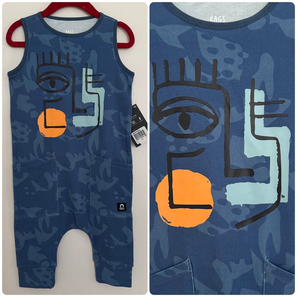 Rags to Raches (RAGS) Limited-Edition Romper in an Abstract Modernist Line Art